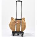 Luxus Hunde Haustier Travel Carrier Bag Case Rattan Wicker auf Rädern